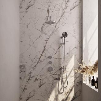 Brauer Chrome Edition Thermostatische Regendoucheset Inbouw - Hoofddouche 20 cm - Rechte Wandarm - Handdouche 3 Standen - Doucheslang - Geintegreerde Glijstang - Chroom