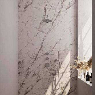 Brauer Chrome Edition Thermostatische Regendoucheset Inbouw - Hoofddouche 20 cm - Rechte Wandarm - Handdouche Staaf - Doucheslang - Wandaansluitbocht - Chroom