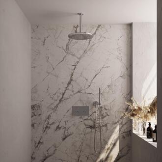 Brauer Chrome Edition Thermostatische Regendoucheset Inbouw - Hoofddouche 30 cm - Met Drukknoppen - Handdouche Staaf - Doucheslang - Wandaansluitbocht - Chroom