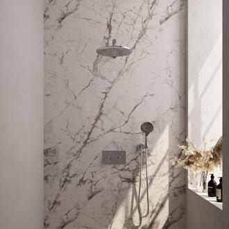 Brauer Chrome Edition Thermostatische Regendoucheset Inbouw - Hoofddouche 30 cm - Rechte Wandarm - Met Drukknoppen - Handdouche 3 Standen - Doucheslang - Wandaansluitbocht - Chroom