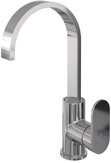 Brauer Chrome Edition wastafelmengkraan hoge draaibare uitloop opbouw met type S1 greep ColdStart gepolijst chroom