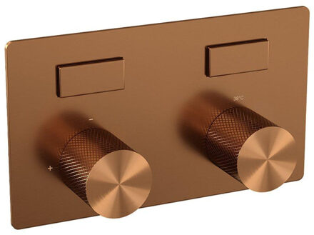 Brauer Copper Carving - 2 functies - inbouwthermostaat - drukknoppen - in/afbouwdelen - koper geborsteld PVD 5-GK-157
