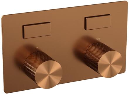 Brauer Copper Carving - 2 weg - Inbouwthermostaat - Drukknoppen - In/afbouwdelen - Koper Geborsteld PVD