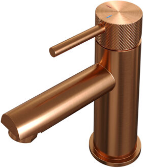 Brauer Copper Carving wastafelkraan met lange, ronde handgreep en ColdStart geborsteld koper PVD