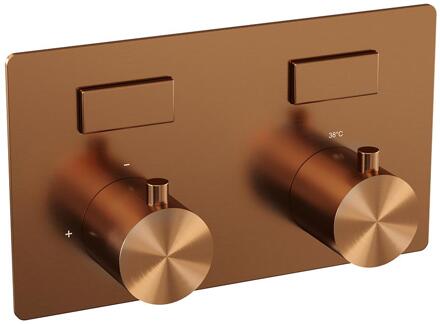 Brauer Copper Edition - 2 weg - Inbouwthermostaat - Drukknoppen - In/afbouwdelen - Koper Geborsteld PVD