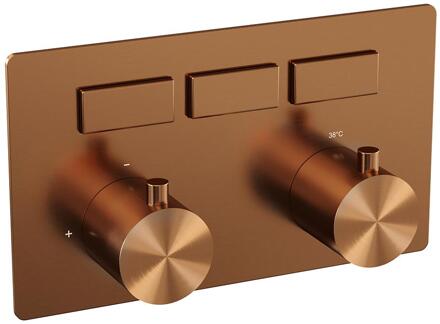 Brauer Copper Edition - 3 Weg - Inbouwthermostaat - Drukknoppen - In/afbouwdelen - Koper Geborsteld PVD