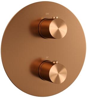 Brauer Copper Edition - 3 Weg - Inbouwthermostaat - Rond - In/afbouwdelen - Koper Geborsteld PVD
