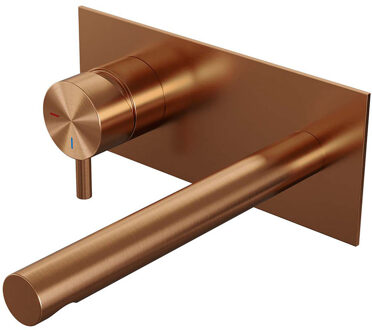 Brauer Copper Edition ColdStart wastafelkraan inbouw rechte uitloop met achterplaat model B2 koper geborsteld PVD