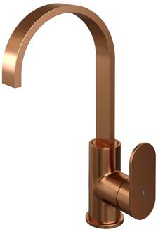 Brauer Copper Edition Hoge Opbouw Wastafelmengkraan met Draaibare Platte Uitloop Model C Koper Geborsteld PVD