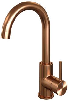 Brauer Copper Edition Hoge Opbouw Wastafelmengkraan met Draaibare Ronde Uitloop Model A Koper Geborsteld PVD