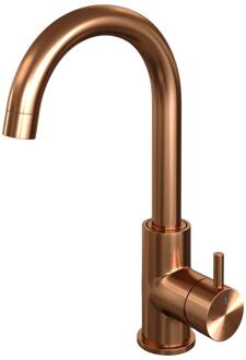 Brauer Copper Edition Hoge Opbouw Wastafelmengkraan met Draaibare Ronde Uitloop Model B Koper Geborsteld PVD