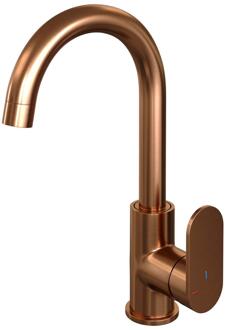Brauer Copper Edition Hoge Opbouw Wastafelmengkraan met Draaibare Ronde Uitloop Model C Koper Geborsteld PVD