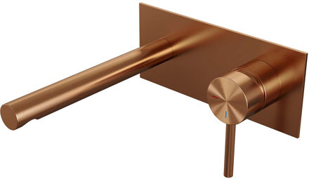 Brauer Copper Edition inbouw wastafelkraan I-model met achterplaat - hendel 1 - geborsteld koper PVD
