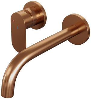 Brauer Copper Edition Inbouw Wastafelmengkraan met Gebogen Uitloop en Rozetten Model C2 Koper Geborsteld PVD