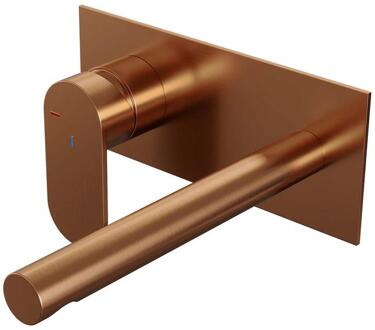 Brauer Copper Edition Inbouw Wastafelmengkraan met Rechte Uitloop en Afdekplaat Model C2 Koper Geborsteld PVD