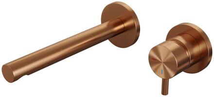 Brauer Copper Edition Inbouw Wastafelmengkraan met Rechte Uitloop en Rozetten Model B1 Koper Geborsteld PVD