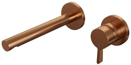 Brauer Copper Edition Inbouw Wastafelmengkraan met Rechte Uitloop en Rozetten Model E1 Koper Geborsteld PVD