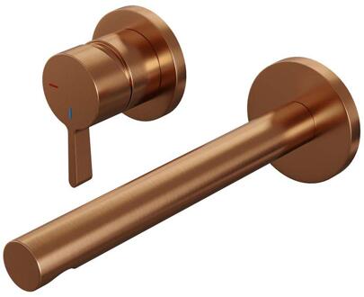 Brauer Copper Edition Inbouw Wastafelmengkraan met Rechte Uitloop en Rozetten Model E2 Koper Geborsteld PVD