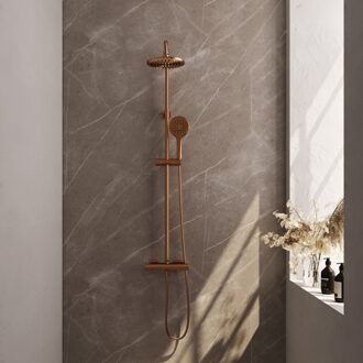 Brauer Copper Edition opbouw regendoucheset met 3 standen handdouche en hoofddouche 20cm koper geborsteld PVD