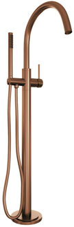 Brauer Copper Edition Staande Badkraan - handdouche staaf 1 stand -2 gladde knoppen - PVD - geborsteld koper 5-GK-259 Koper geborsteld