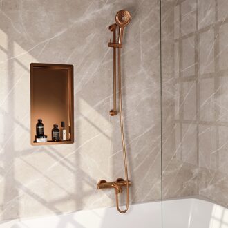 Brauer Copper Edition thermostatische badkraan met glijstang en 3 standen handdouche geborsteld koper PVD