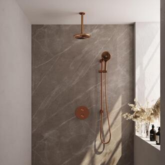 Brauer Copper Edition Thermostatische Regendoucheset Inbouw - Hoofddouche 20 cm - 3 Weg - Handdouche Rond 3 Standen - Doucheslang - Geintegreerde Glijstang