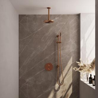 Brauer Copper Edition Thermostatische Regendoucheset Inbouw - Hoofddouche 20 cm - 3 Weg - Handdouche Rond - Doucheslang - Geintegreerde Glijstang