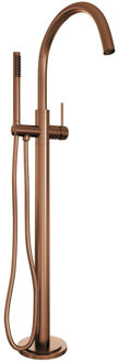 Brauer Copper Edition vrijstaande badmengkraan met staafhanddouche geborsteld koper PVD