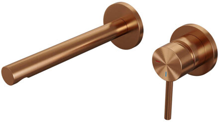 Brauer Copper Edition wastafelkraan inbouw ColdStart met inbouwdeel type S2 greep ronde rozetten geborsteld koper PVD