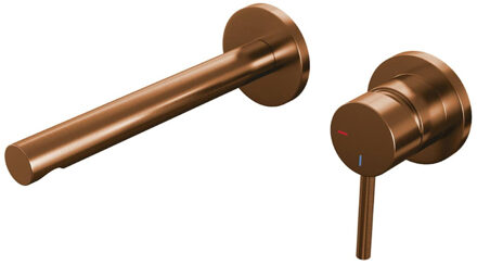 Brauer Copper Edition wastafelkraan inbouw ColdStart met inbouwdeel type S2 greep ronde rozetten geborsteld koper PVD