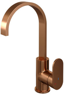 Brauer Copper Edition Wastafelmengkraan hoog model platte uitloop type S1 greep ColdStart PVD