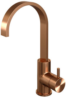 Brauer Copper Edition Wastafelmengkraan hoog model platte uitloop type S2 greep ColdStart PVD