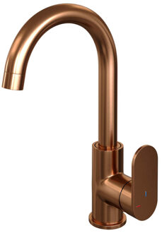 Brauer Copper Edition Wastafelmengkraan hoog model ronde uitloop type R1 greep ColdStart PVD