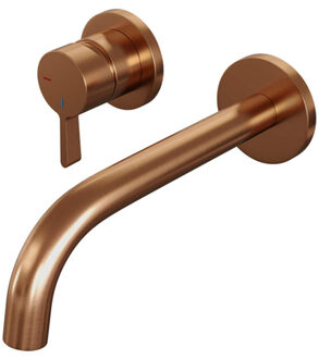 Brauer Copper Edition Wastafelmengkraan inbouw - gebogen uitloop rechts - hendel middel dik - model E2 PVD - geborsteld koper 5-GK-083-B1-65 Koper geborsteld