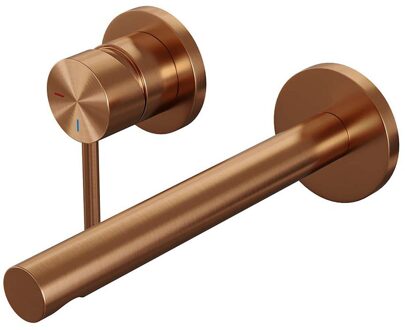 Brauer Copper Edition Wastafelmengkraan inbouw - rechte uitloop rechts - hendel lang smal - model A2 PVD - geborsteld koper 5-GK-083-S2-65 Koper geborsteld