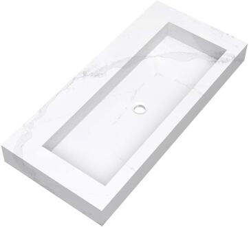 Brauer Coral Wastafel - 100 cm - met 1 Spoelbak en 0 Kraangaten - Marmerlook Calacatta Gold