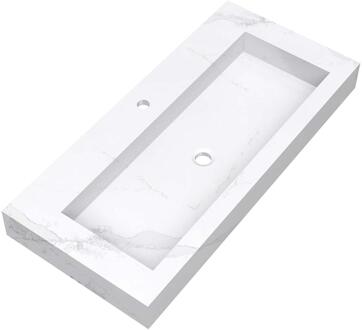 Brauer Coral Wastafel - 100 cm - met 1 Spoelbak en 1 Kraangat - Marmerlook Calacatta Gold