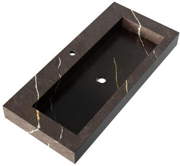 Brauer Coral Wastafel - 100 cm - met 1 Spoelbak en 1 Kraangat - Marmerlook Copper Brown