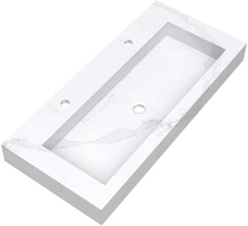 Brauer Coral Wastafel - 100 cm - met 1 Spoelbak en 2 Kraangaten - Marmerlook Calacatta Gold