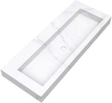 Brauer Coral Wastafel - 120 cm - met 1 Spoelbak en 0 Kraangaten - Marmerlook Calacatta Gold