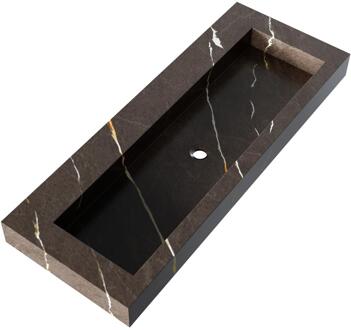 Brauer Coral Wastafel - 120 cm - met 1 Spoelbak en 0 Kraangaten - Marmerlook Copper Brown