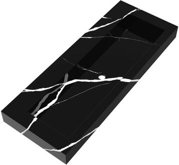 Brauer Coral Wastafel - 120 cm - met 1 Spoelbak en 0 Kraangaten - Marmerlook Nero Marquina