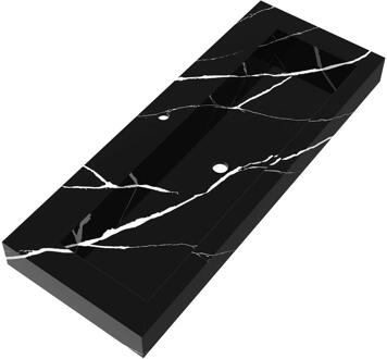 Brauer Coral Wastafel - 120 cm - met 1 Spoelbak en 1 Kraangat - Marmerlook Nero Marquina