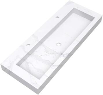 Brauer Coral Wastafel - 120 cm - met 1 Spoelbak en 2 Kraangaten - Marmerlook Calacatta Gold