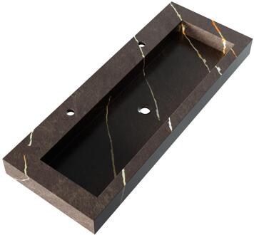 Brauer Coral Wastafel - 120 cm - met 1 Spoelbak en 2 Kraangaten - Marmerlook Copper Brown