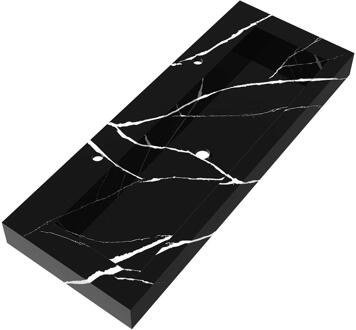 Brauer Coral Wastafel - 120 cm - met 1 Spoelbak en 2 Kraangaten - Marmerlook Nero Marquina
