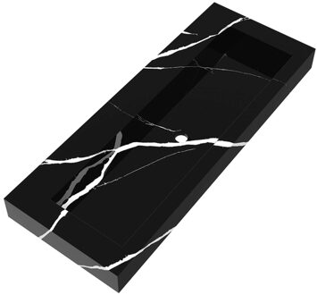 Brauer Coral wastafel - 120x46x10cm - 1 wasbak - 0 kraangaten - composiet - marmerlook - Nero Marquina WT-CA120-10NM Gunmetal geborsteld (antraciet)