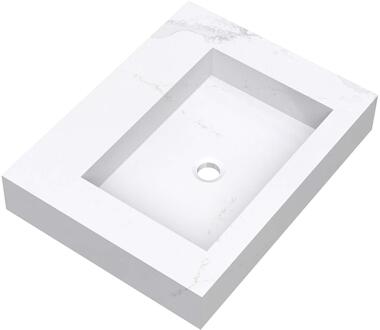 Brauer Coral Wastafel - 60 cm - met 1 Spoelbak en 0 Kraangaten - Marmerlook Calacatta Gold