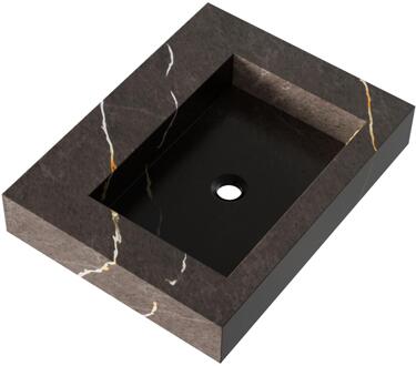 Brauer Coral Wastafel - 60 cm - met 1 Spoelbak en 0 Kraangaten - Marmerlook Copper Brown