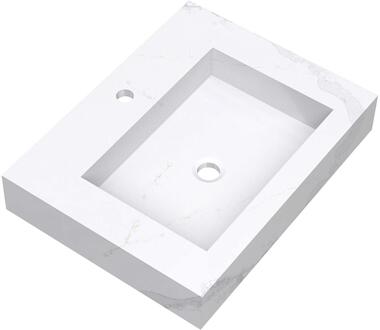 Brauer Coral Wastafel - 60 cm - met 1 Spoelbak en 1 Kraangat - Marmerlook Calacatta Gold